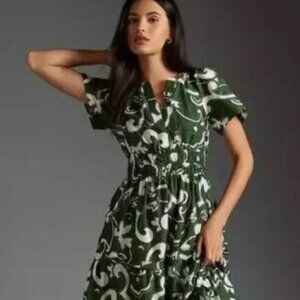 NWT Anthropologie Maeve Somerset Maxi Green and White Dress Plus Size